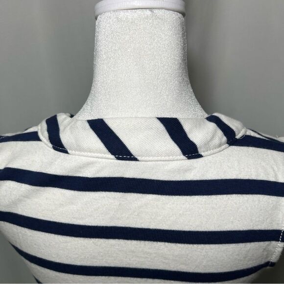 Kate Spade Dress Womens Small White Blue Nautical Striped VNeck Shift Bow Cotton - Picture 8 of 10